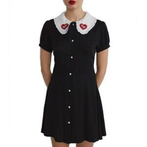 Disney x Lazy Oaf 101 Dalmatians Black Dress with Embroidered Collar Small